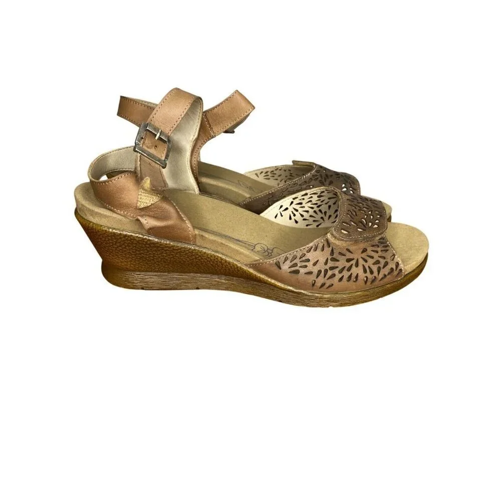 Romika Nevis 05 Womens Leather Wedge Sandals Size 42 / 11 comfort padded insole